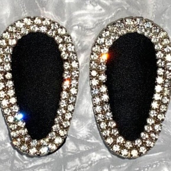 Vintage Ferragamo Black Leather Pumps Heels with Vintage Rhinestone Toe Clips - Picture 7 of 11